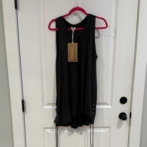 POL Black Sleeveless Top with Side Lace-Up Detail